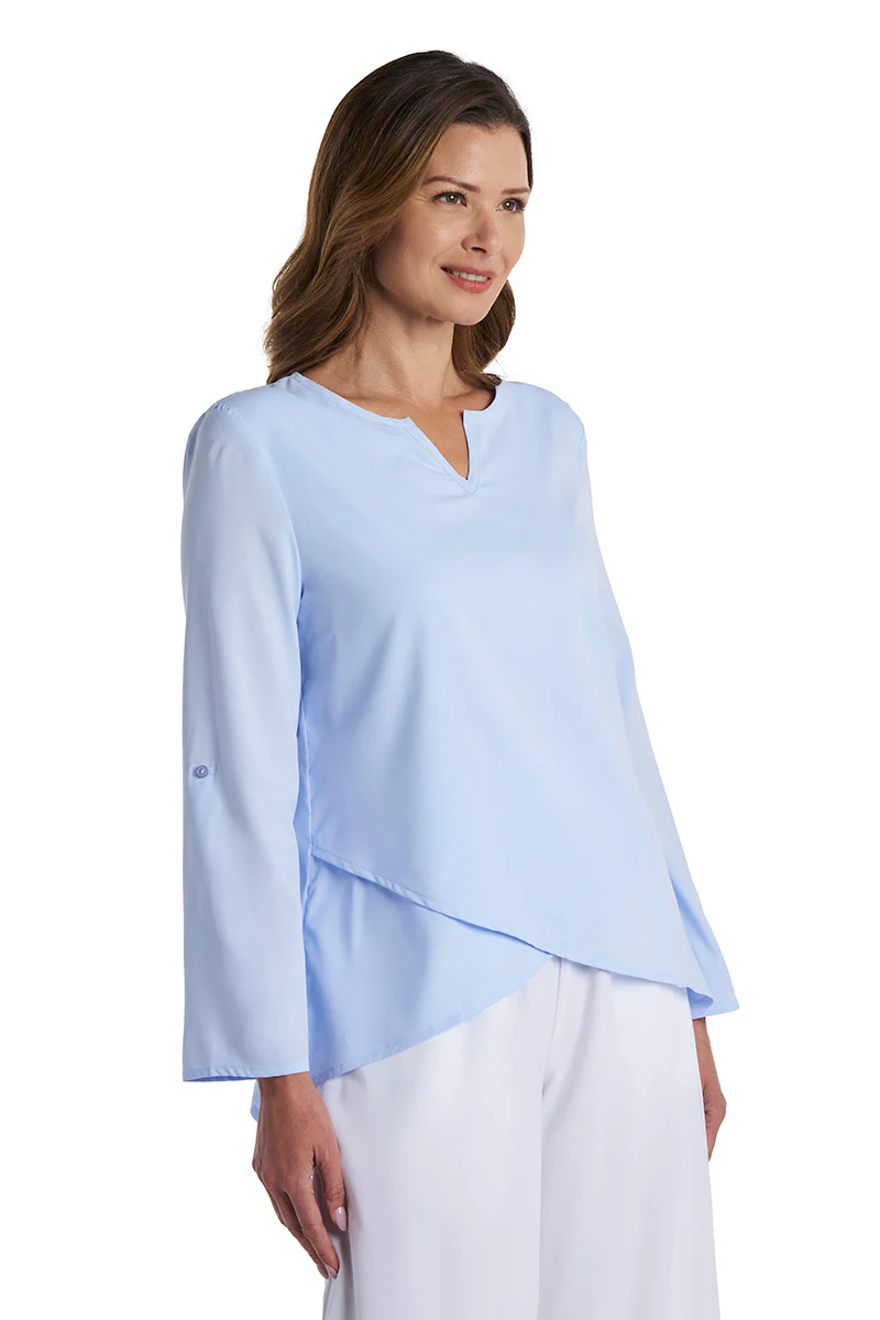 Women's Santa Barbara Tunic Top with Roll-Up Sleeves | Periwinkle - Image 5