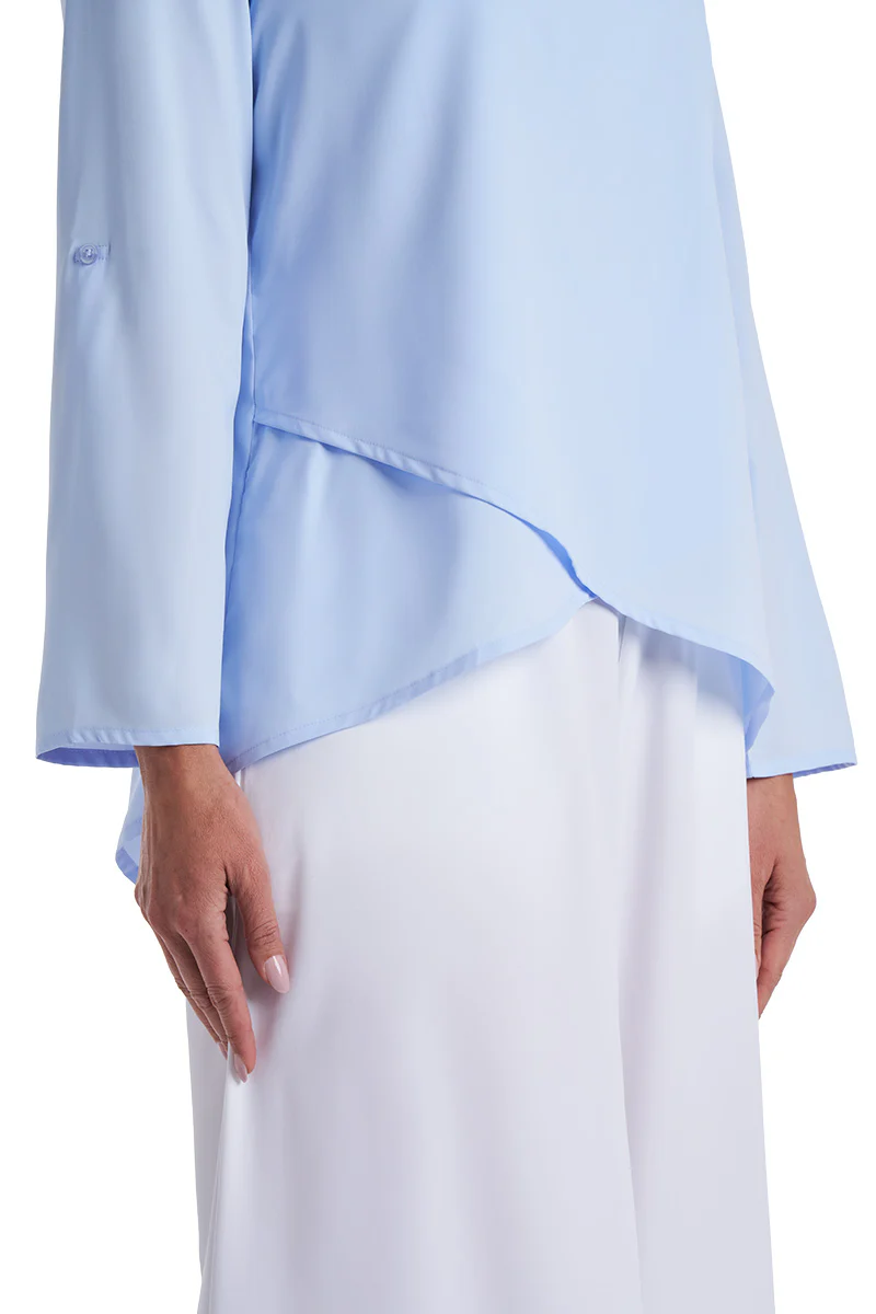 Women's Santa Barbara Tunic Top with Roll-Up Sleeves | Periwinkle - Image 7