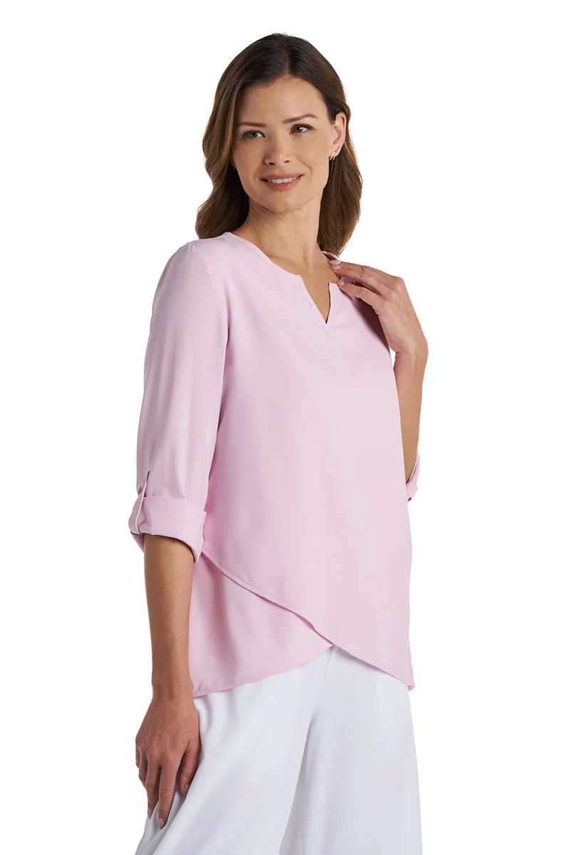 Women's Santa Barbara Tunic Top with Roll-Up Sleeves | Powder - Image 10