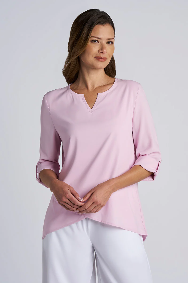 Women's Santa Barbara Tunic Top with Roll-Up Sleeves | Powder - Image 2