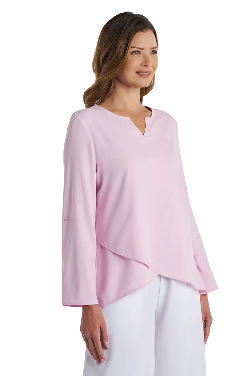 Women's Santa Barbara Tunic Top with Roll-Up Sleeves | Powder - Image 3