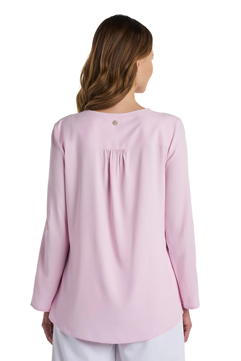 Women's Santa Barbara Tunic Top with Roll-Up Sleeves | Powder - Image 4