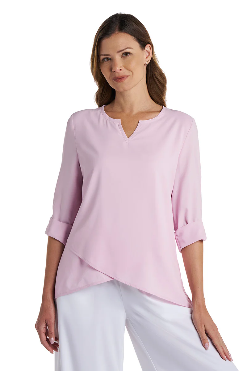 Women's Santa Barbara Tunic Top with Roll-Up Sleeves | Powder - Image 9