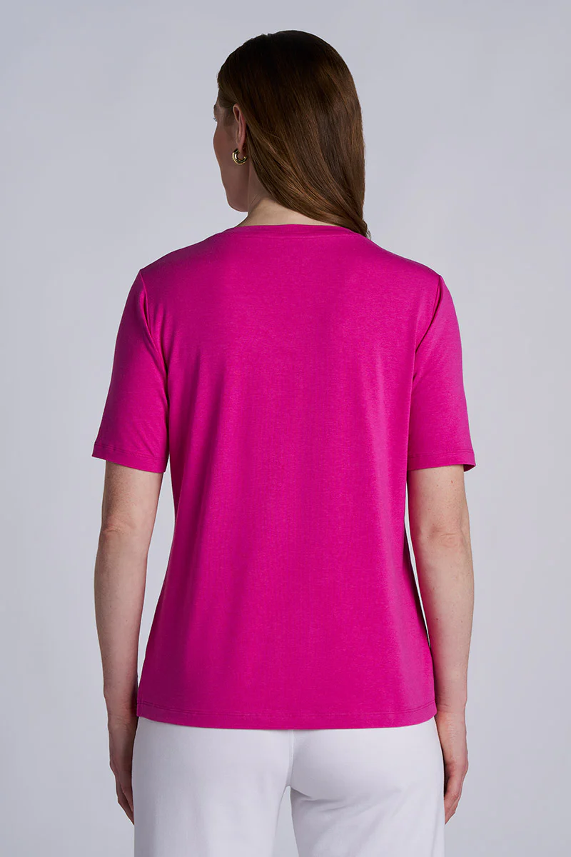 Women's Morada Everyday Short Sleeve V-Neck T-Shirt | Fuchsia - Image 2
