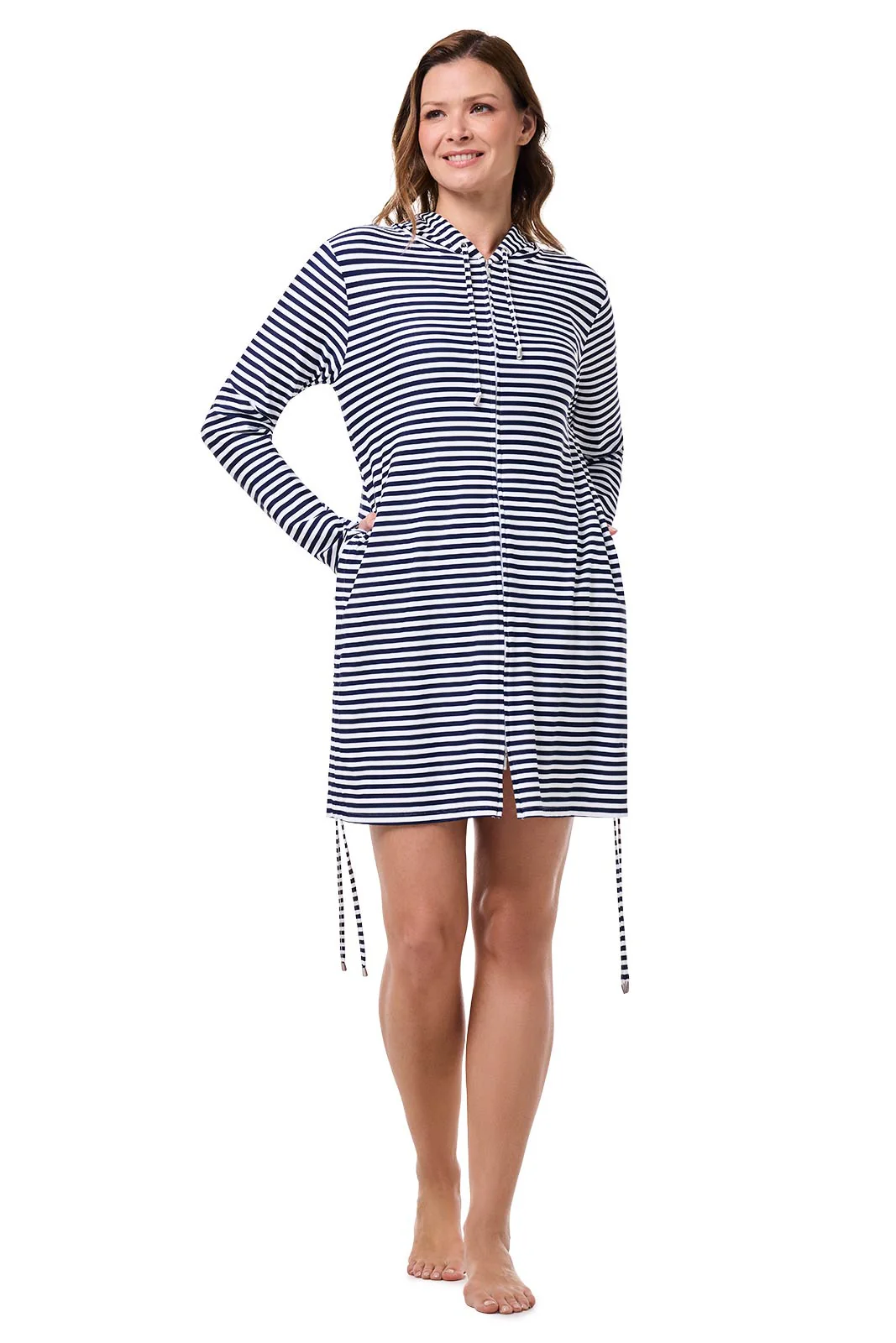 Women's Wailea Swim Cover-Up | White/Navy Stripe - Image 7