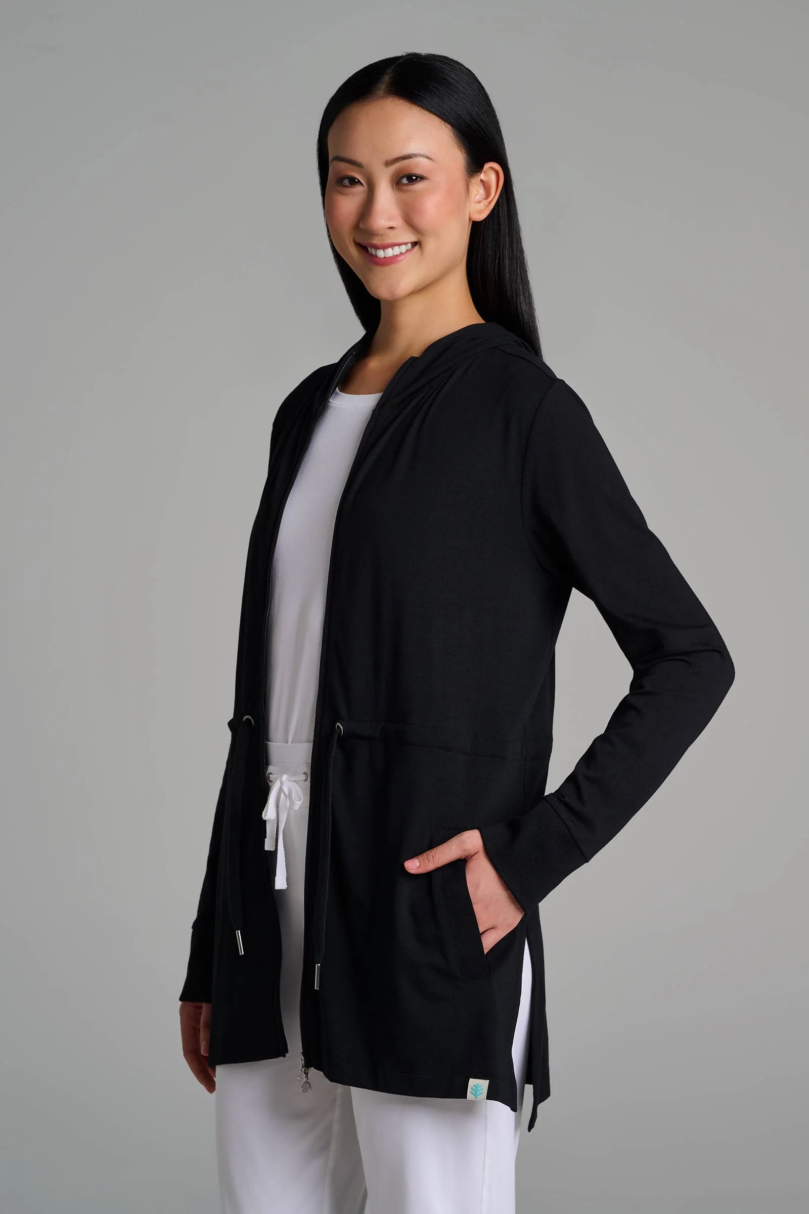 Women's Waterfront Hoodie with Adjustable Waist | Black - Image 2
