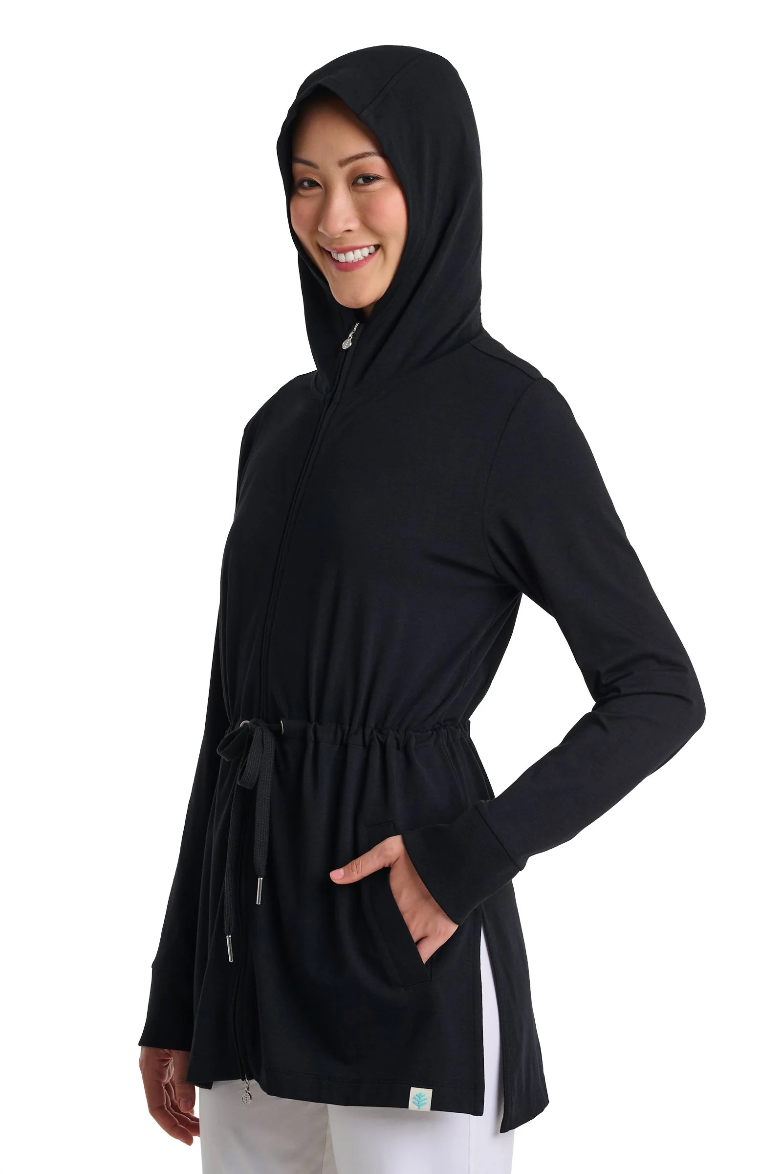 Women's Waterfront Hoodie with Adjustable Waist | Black - Image 4