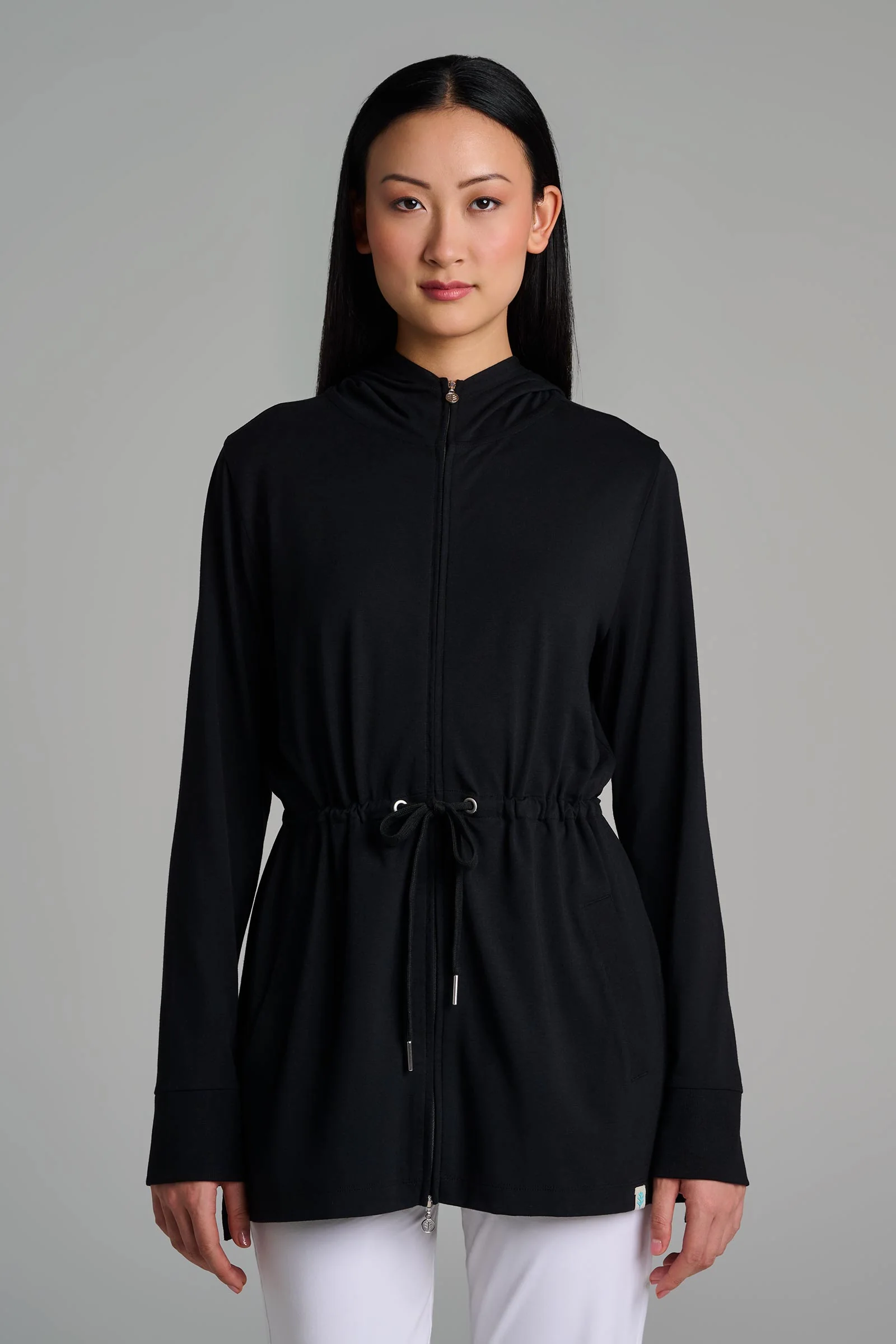 Women's Waterfront Hoodie with Adjustable Waist | Black - Image 6