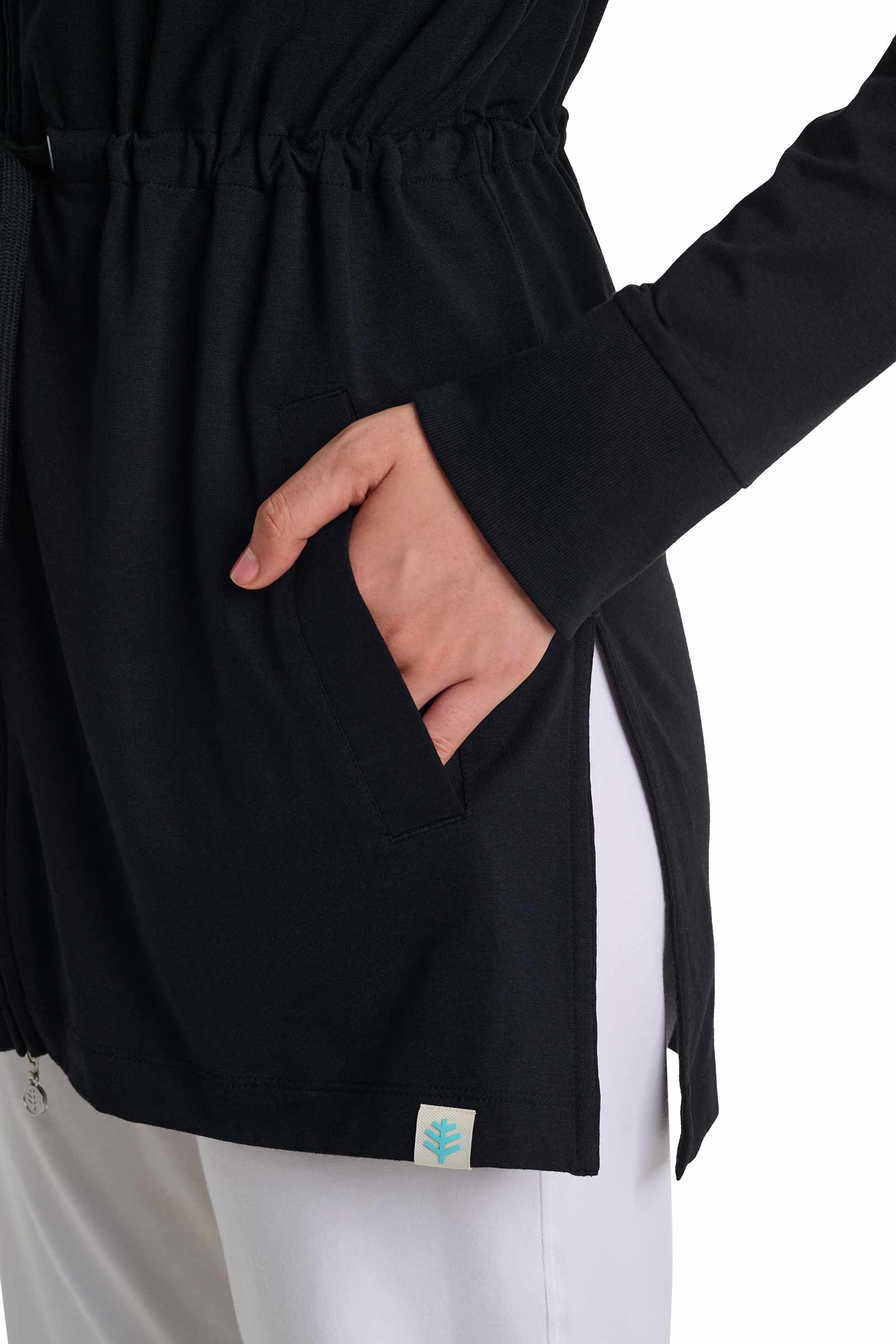 Women's Waterfront Hoodie with Adjustable Waist | Black - Image 7