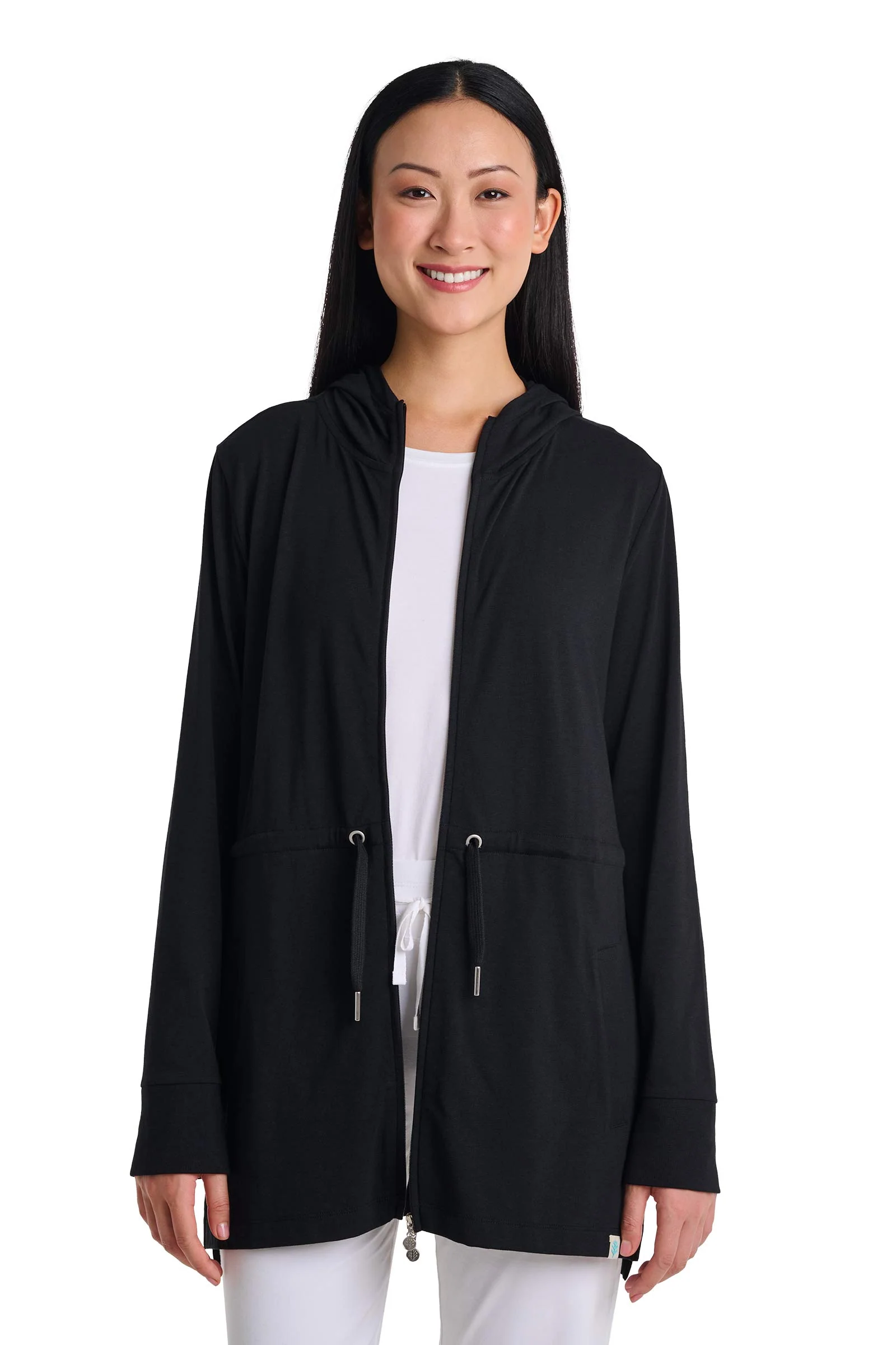 Women's Waterfront Hoodie with Adjustable Waist | Black - Image 9