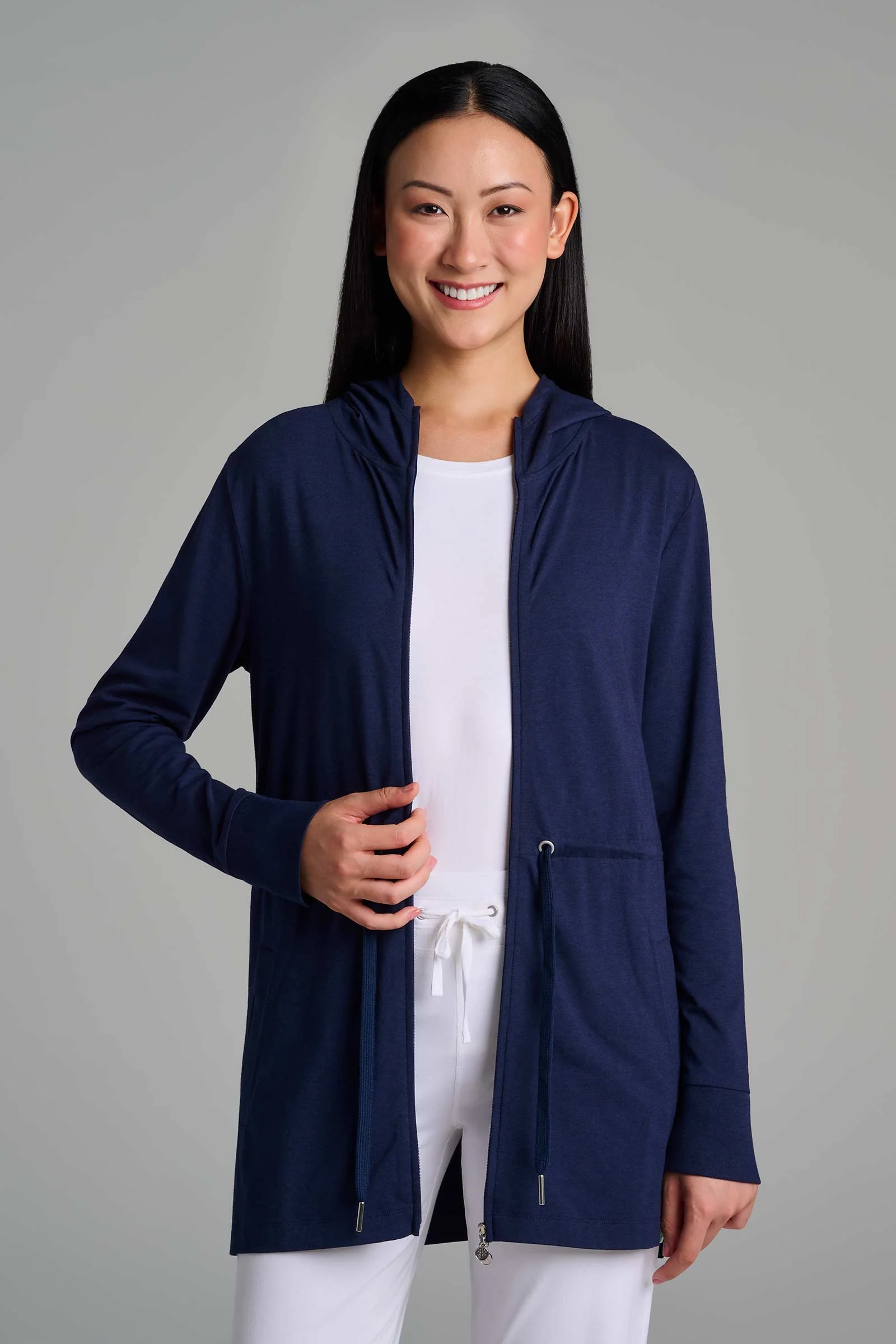 Women's Waterfront Hoodie with Adjustable Waist | Navy - Image 4