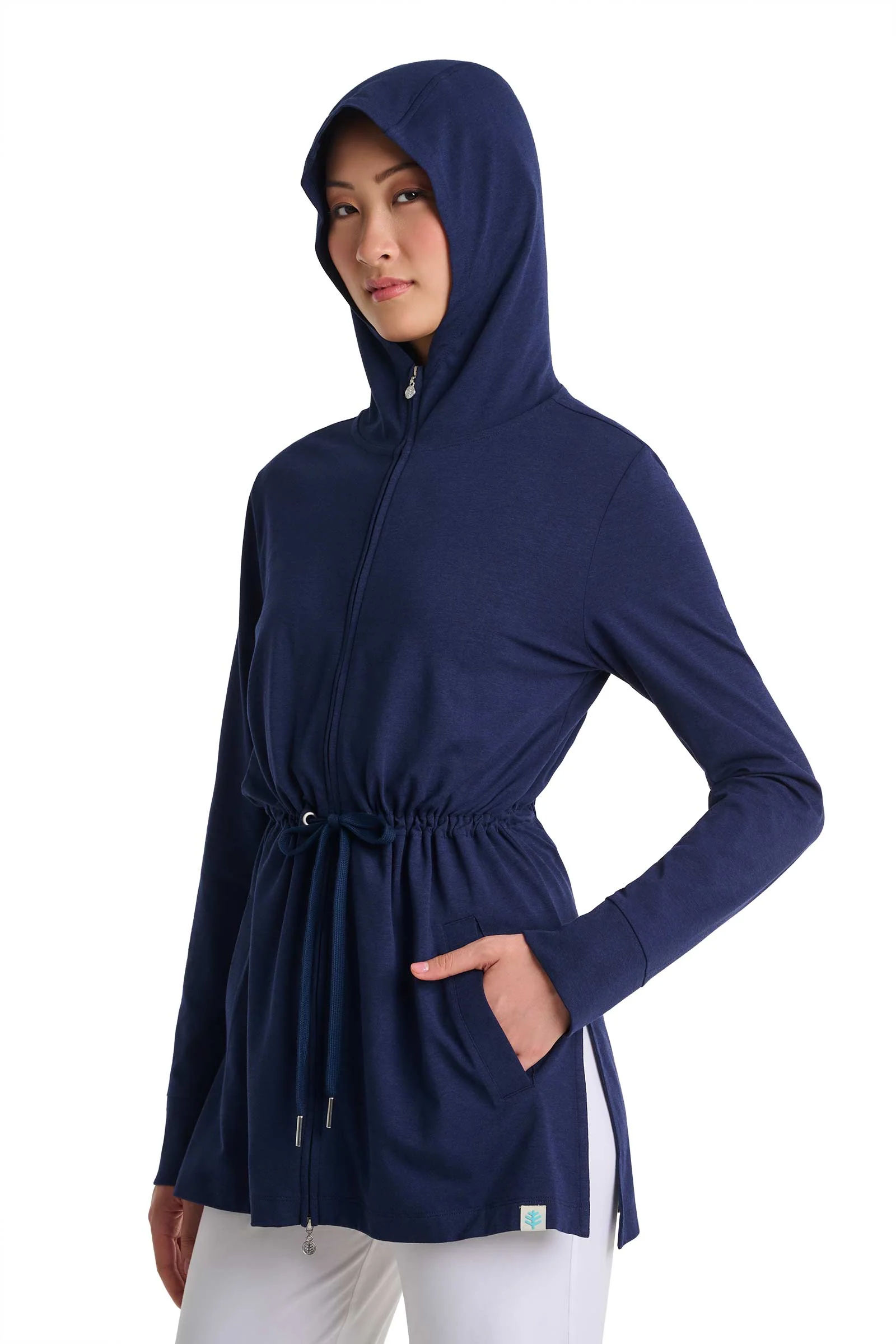 Women's Waterfront Hoodie with Adjustable Waist | Navy - Image 6