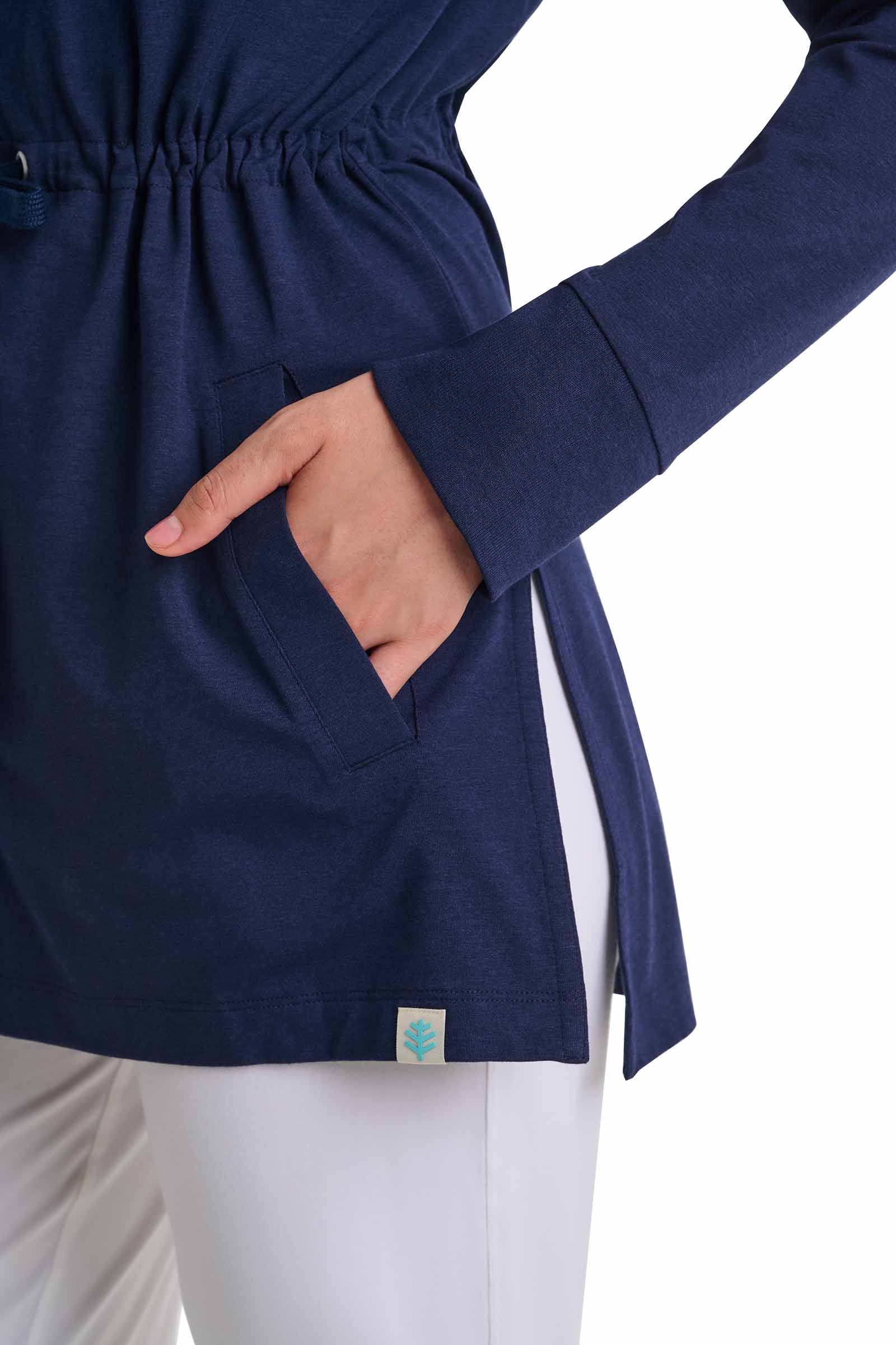 Women's Waterfront Hoodie with Adjustable Waist | Navy - Image 8