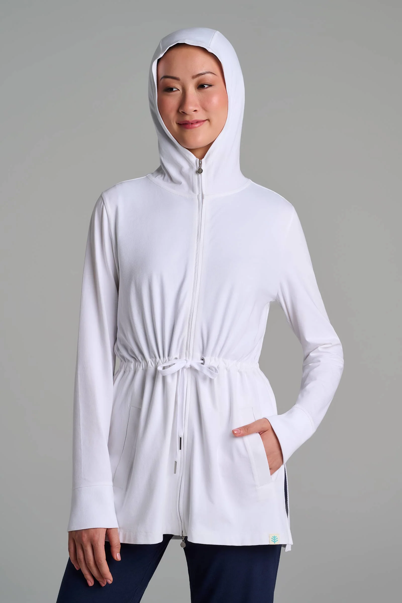 Women's Waterfront Hoodie with Adjustable Waist | White - Image 2