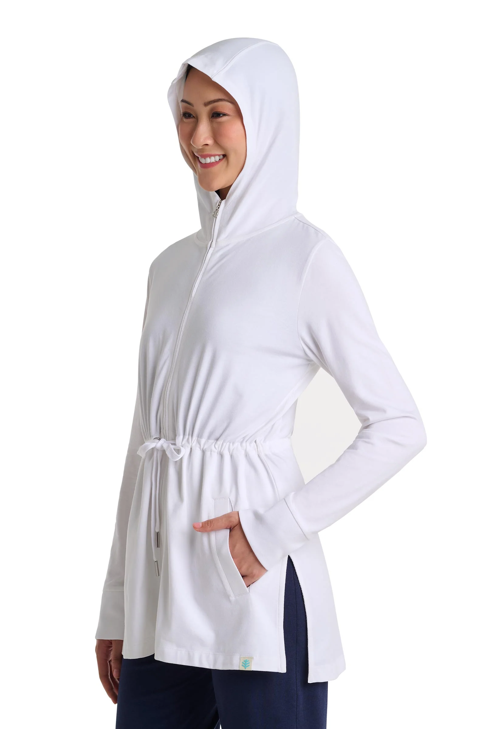 Women's Waterfront Hoodie with Adjustable Waist | White - Image 3