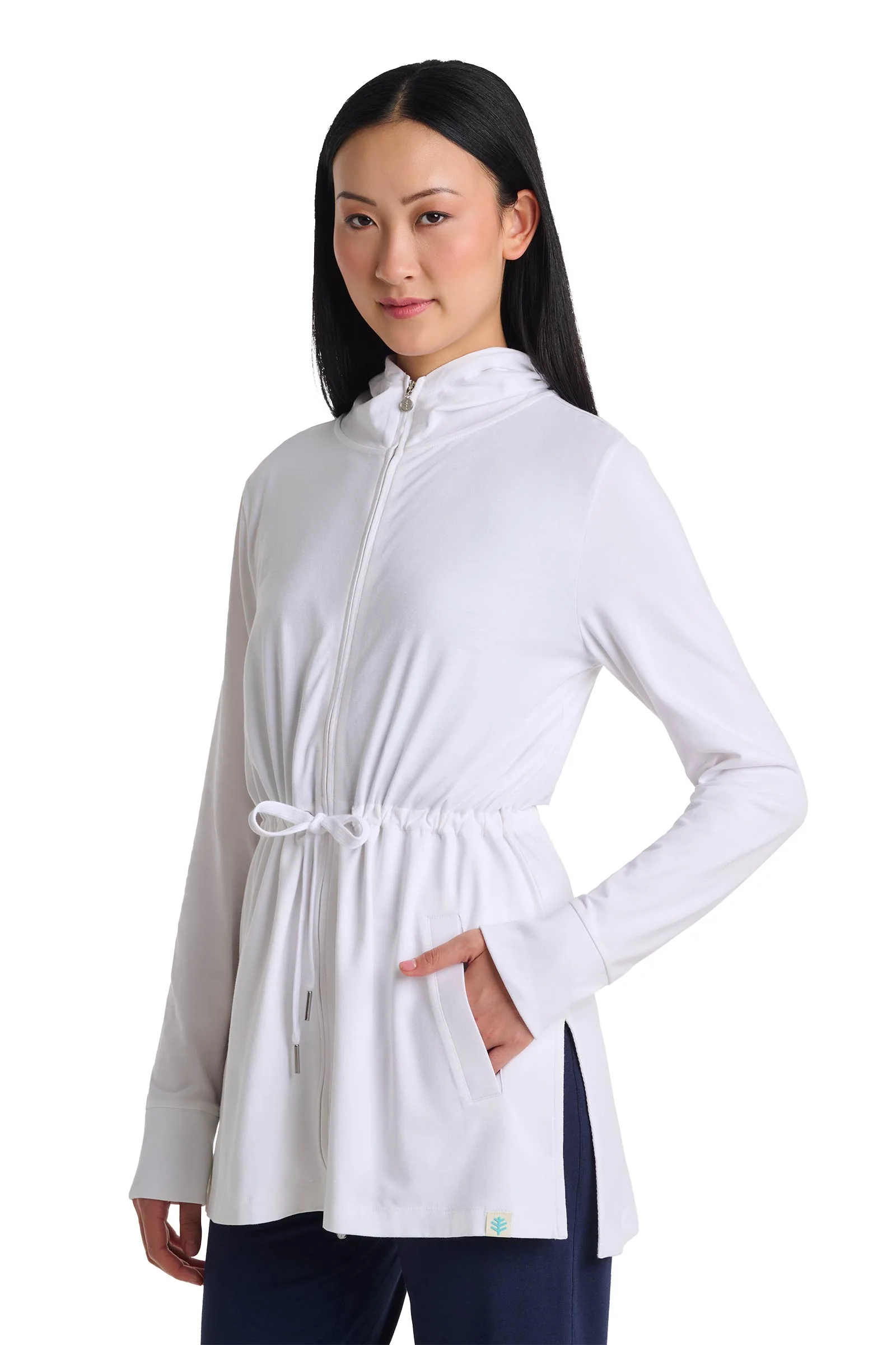 Women's Waterfront Hoodie with Adjustable Waist | White - Image 6