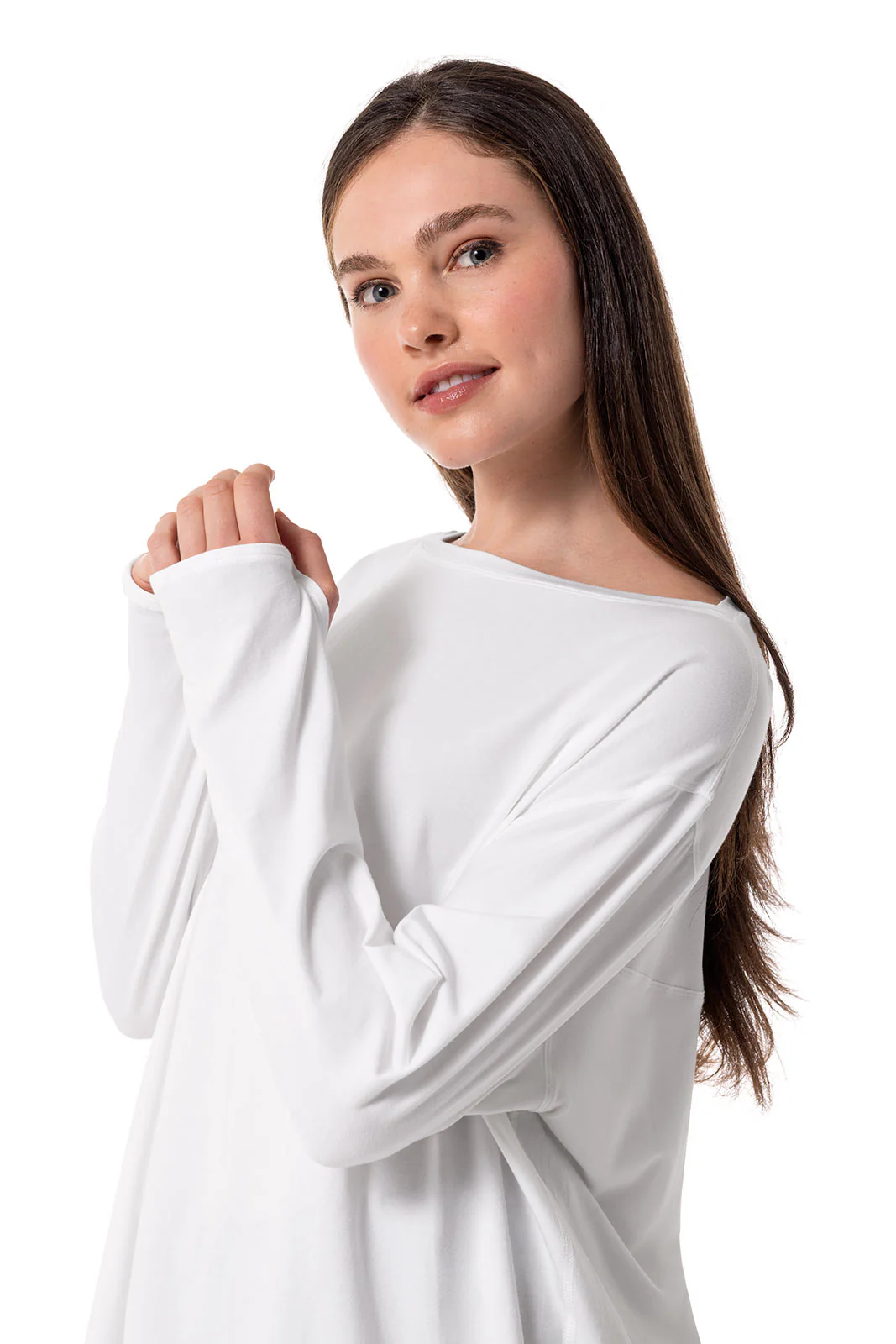 Women's West Palm Drape Long Sleeve T-Shirt | White - Image 6