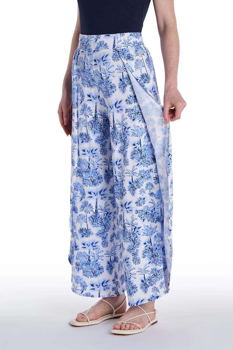 Women's Lynsu Wide Leg Pants with Overlap Detail | Periwinkle Isla Bonita - Image 3