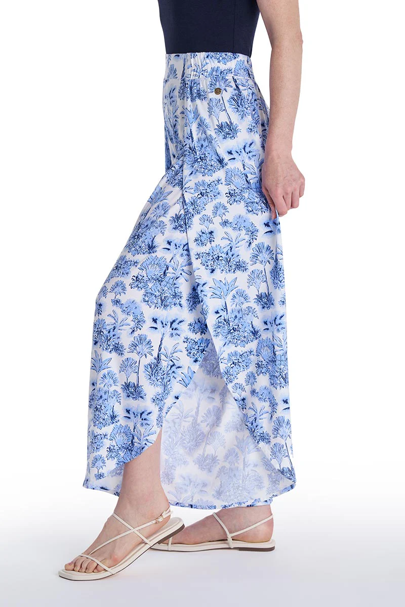 Women's Lynsu Wide Leg Pants with Overlap Detail | Periwinkle Isla Bonita - Image 4