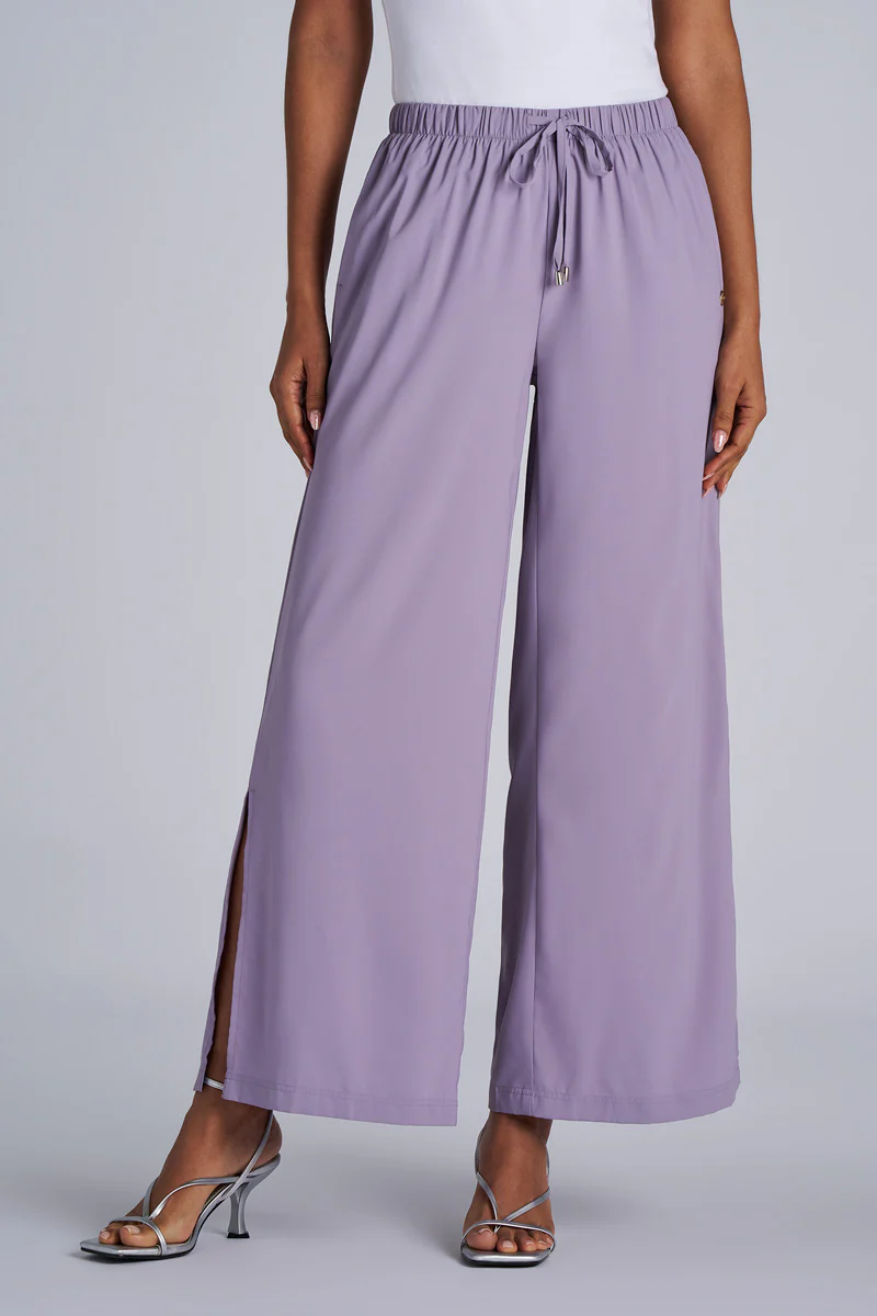 Women's Wide Leg Pants with Side Slits| Regular Parent - Image 5