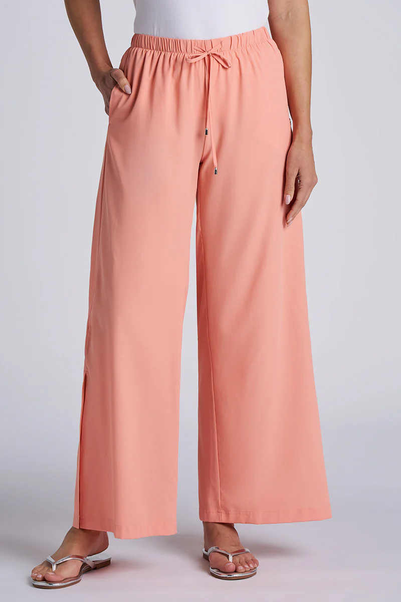 Women's Wide Leg Pants with Side Slits| Regular Parent