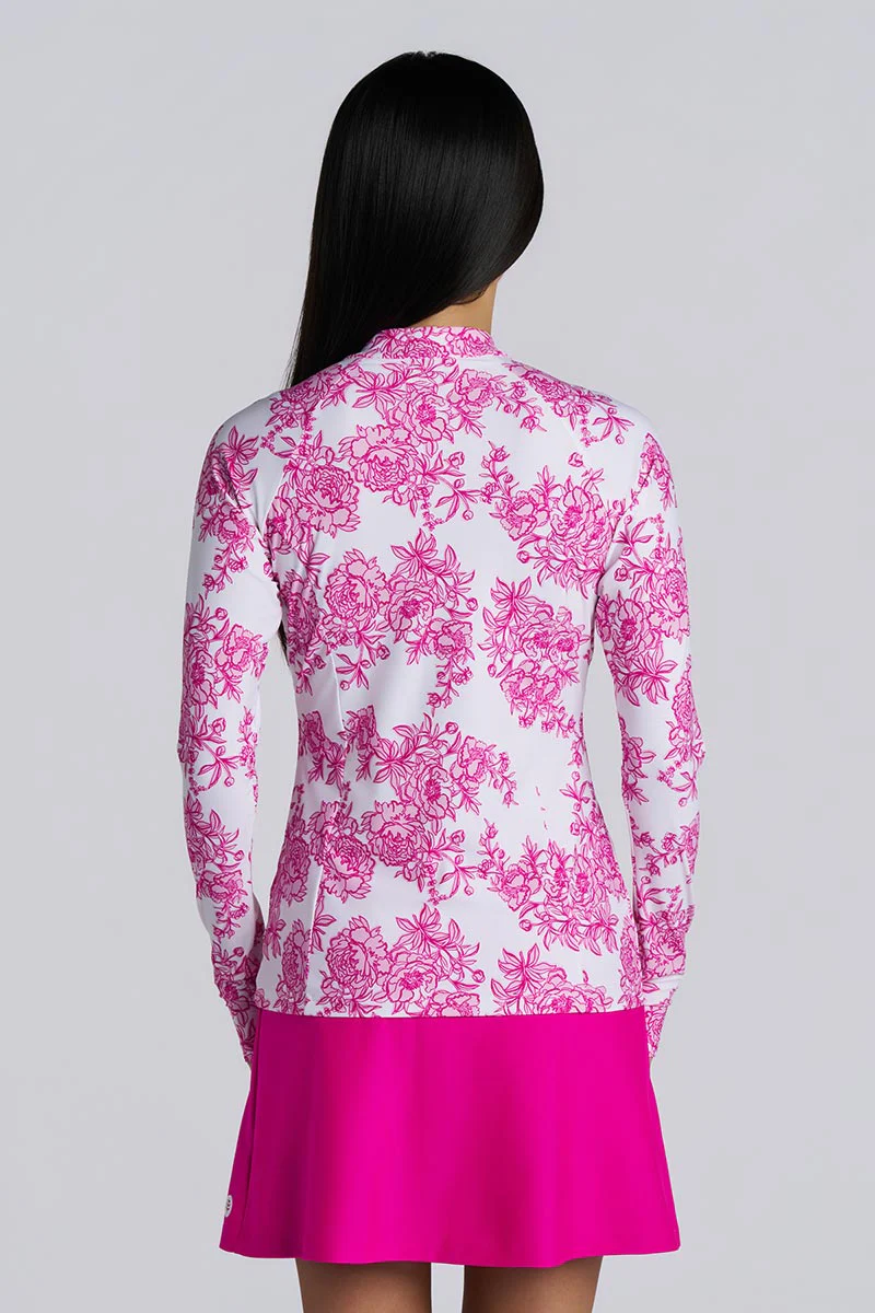 Women's Escalante Zip Rash Guard | Fuchsia Bouquet - Image 3