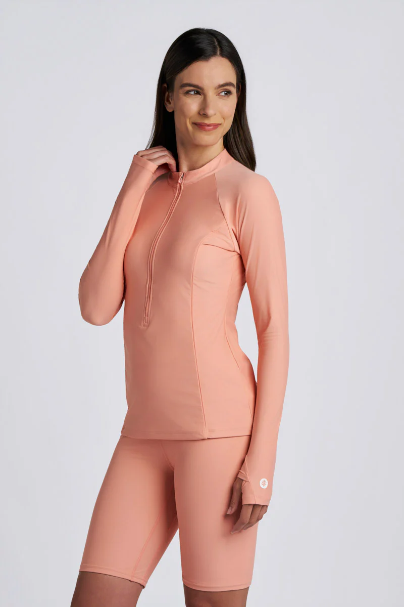 Women's Escalante Zip Rash Guard | Soft Blush - Image 3