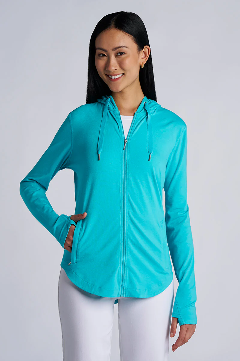 Women's LumaLeo Zip-Up Hoodie | Coolibar Blue - Image 3