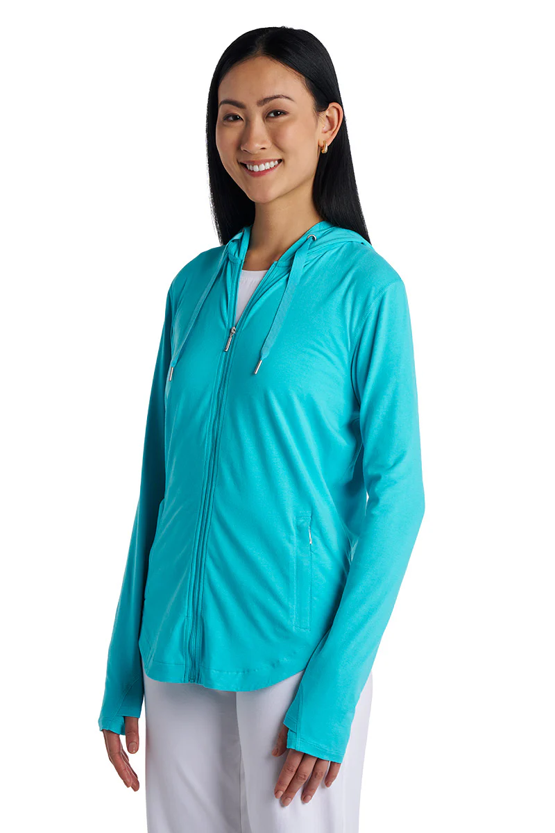 Women's LumaLeo Zip-Up Hoodie | Coolibar Blue - Image 4