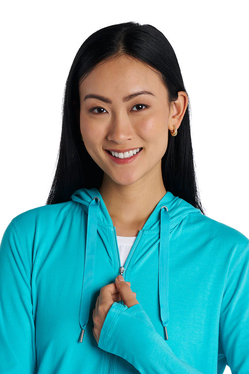 Women's LumaLeo Zip-Up Hoodie | Coolibar Blue - Image 7