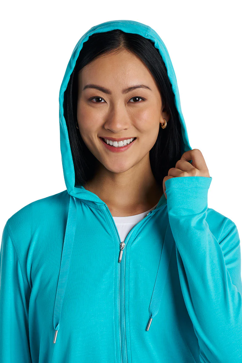 Women's LumaLeo Zip-Up Hoodie | Coolibar Blue - Image 8